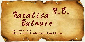 Natalija Bulović vizit kartica
